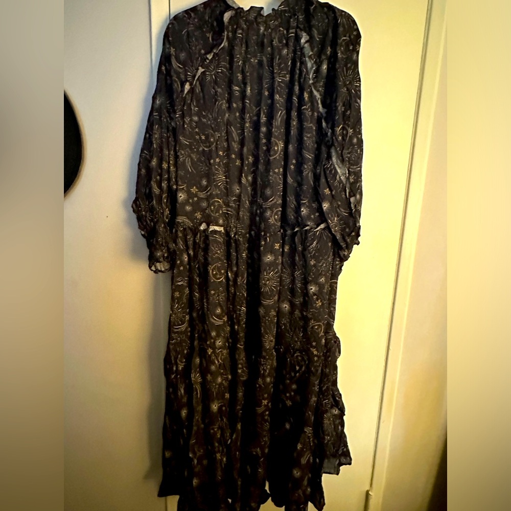 Women's Long Sleeve Black Floral Maxi Dress - Picture 5 of 6